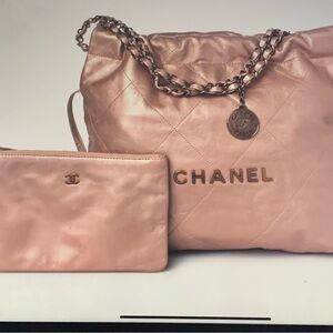 Luxury Metallc Pink Quilted 22 Shoulder Bag